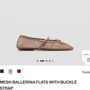 Mango Brown Mesh Ballerina Flats with Buckle